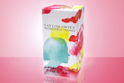 Textured, felt paperboard, gold foil-stamped medallion, and rich palette of watercolors on carton complement primary bottle inside.