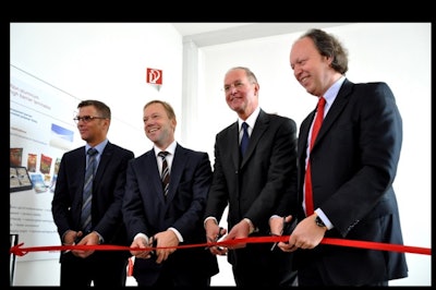 Left to right: Axel Glade, Head of Plant Hueck Folien; Achim Grefenstein, Head of Group R&D; Gerold Riegler, COO Constantia Flexibles; and Alexander Baumgartner, CEO Constantia Flexibles.