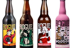 Rogue Beer is famous for eccentric character illustrations on the bottle along with vivid color combinations.