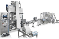 The uniquely shaped bottles made on this roll-fed system are thin-walled so that they can be easily squeezed for dispensing purposes.