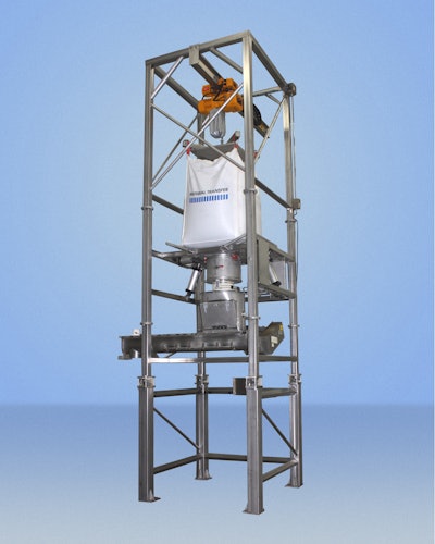 Bulk bag discharging, weighing, and feeding system