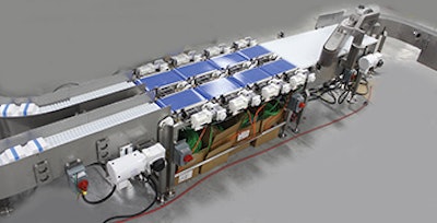 2:1 Servo combiner for poly-bagged foods