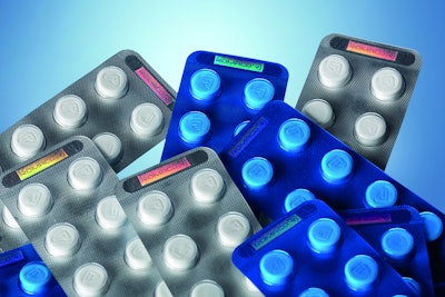 Anti-counterfeit blister packs protect pharmaceutical products with overt and covert security features.
