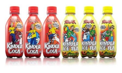 Shrink sleeve labels distinguish Kinder Cola.