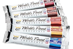 Primary packaging (shown) and secondary packaging of the chocolate bars have been dramatically upgraded, and the corrugated case features an integral reinforced handle.