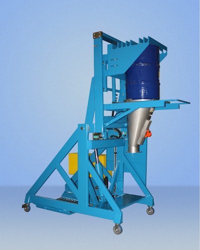 Portable lift & seal drum discharging system