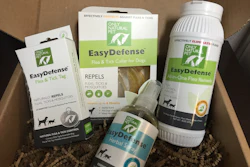 The corrugated shippers have been custom-sized to fit Only Natural Pet’s flea product kits.