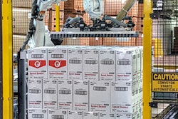 Red Devil’s new robotic palletizer helps the company achieve a 100 tube/min rate on its caulking line.