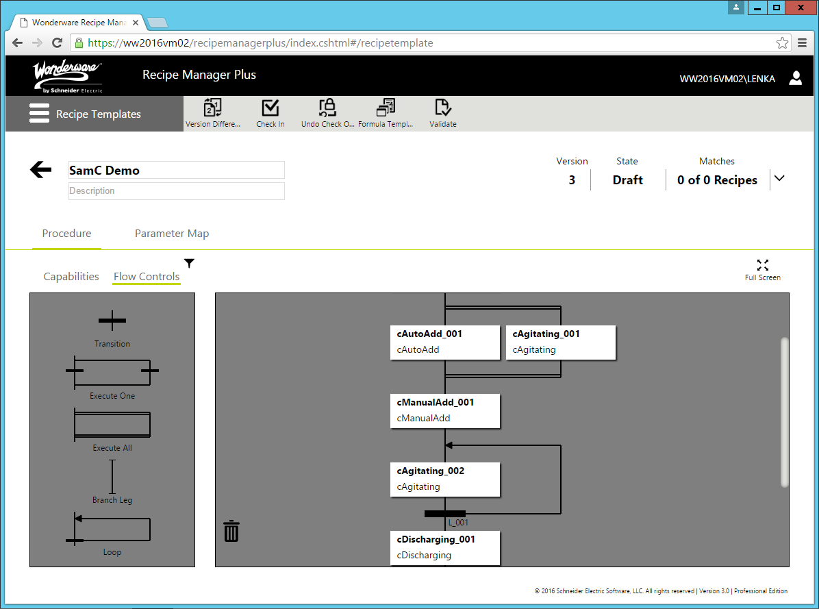 Recipe template for Recipe Manager Plus. Source: Schneider Electric