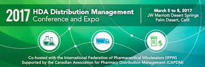 The Healthcare Distribution Alliance (HDA, formerly HDMA) is holding its 2017 Distribution Management Conference and Expo on March 5 to 8 in Palm Desert, CA.