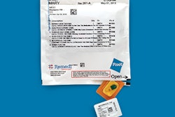 The resealable pouch is labeled with medication info (listed alphabetically for easy cross-checking), and contains a set of individual blister packages.