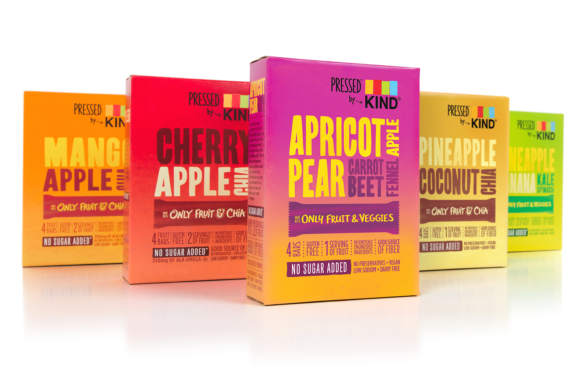 A new, five-ingredient, nutrient-dense snack bar from KIND uses hand-drawn type, vibrant natural colors, and soft textures.