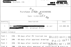 In this hypothetical invoice, 55% of the machine’s total cost was still outstanding 90 days after receipt of the machine.