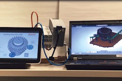 Shown here is a Bosch Rexroth controller connected to the HMI of a real machine on the left and also connected to a virtual machine on the right.