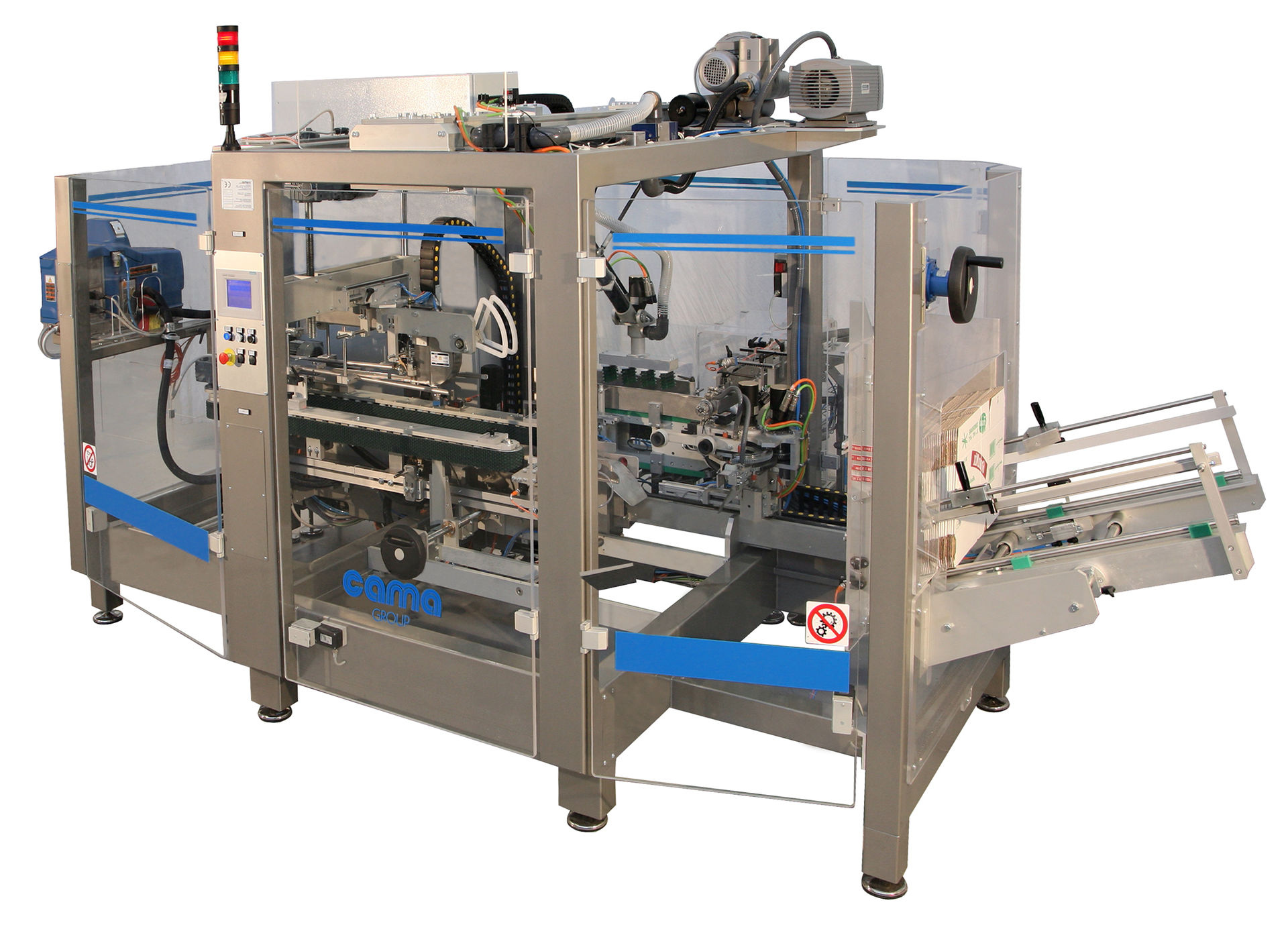 Case packer has coupled design
