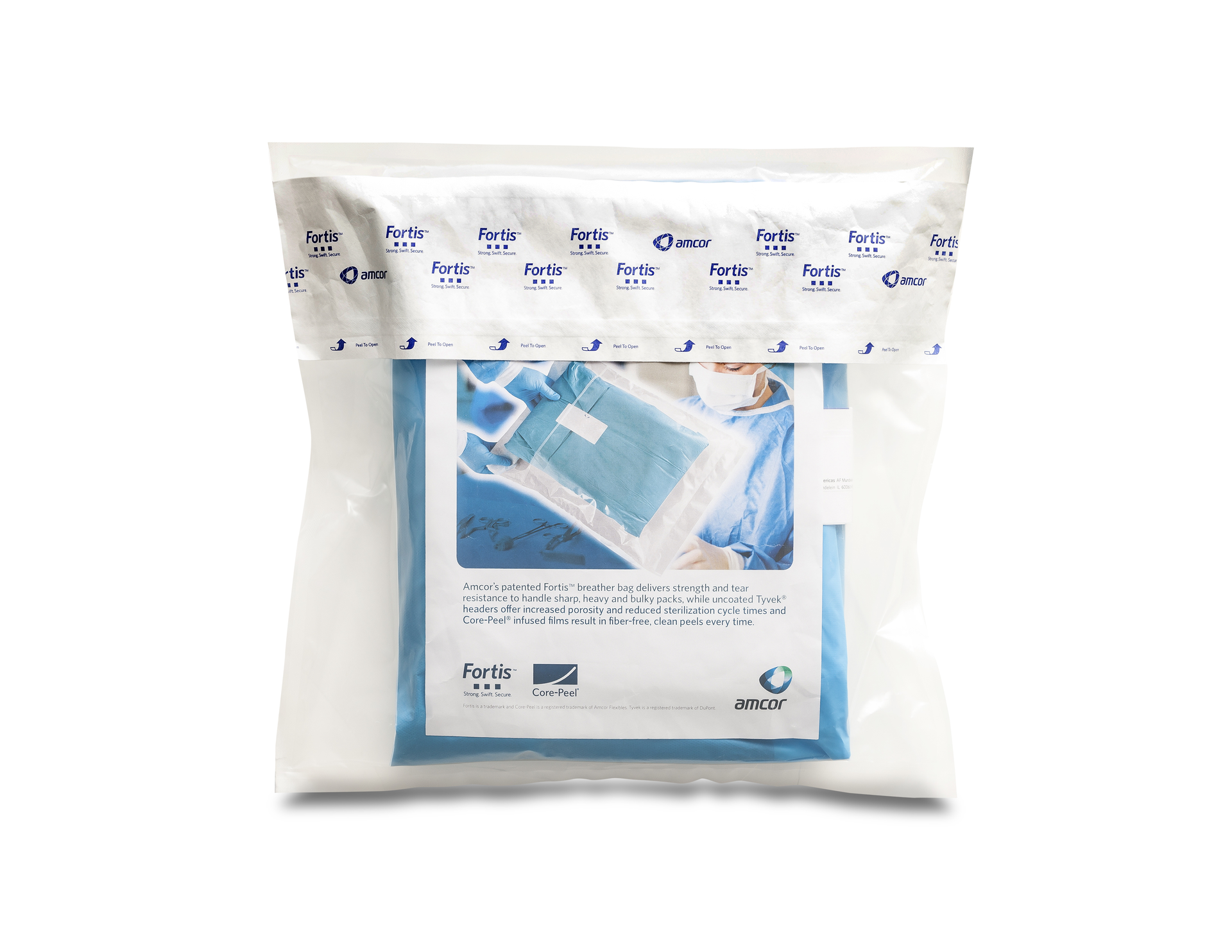 For applications including hospital supplies, surgical packs and gowns, medical devices, and pharmaceuticals, Amcor Flexibles&rsquo; Fortis&trade; breather bag offers strength, tear resistance and fiber-clean peels that benefit medical facility workers.