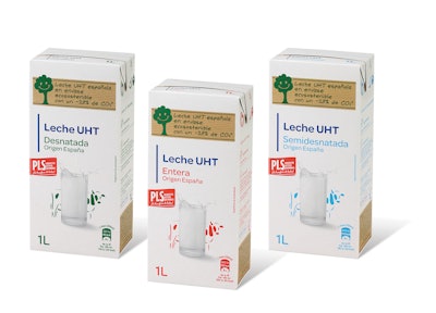 Carrefour is offering three different types of UHT milk in SIG Combibloc’s combibloc EcoPlus 1,000-mL aseptic carton in Spain.