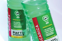The first commercial application of Total’s SB1359NA HDPE resin for an injection stretch blow molded bottle is this 1-L refill bottle of dish washing liquid marketed in Italy.