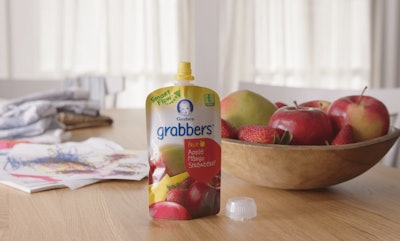 Gerber is now featuring the exclusive Smart Flow™ spout across both Organic and Grabbers baby food pouches.