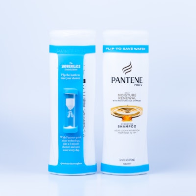 A limited-edition Pantene Pro-V package used a five-minute timer to help consumers keep track of their time in the shower.