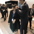 Keren Sookne, Director of Content for Healthcare Packaging, gets fitted for an 'augmented reality' tour in the Pester booth here at Interpack in Düsseldorf.