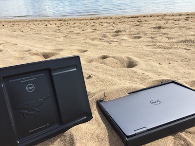 Dell has begun shipping its XPS 13 2-in-1 notebook in a tray made from 25% ocean plastic.