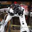 The case-packing robots use pneumatic gripper-style EOATs and feature dynamic-pitch custom tooling.