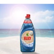 The Fairy Ocean Plastic bottle will be made from 10% ocean plastic and 90% PCR plastic.