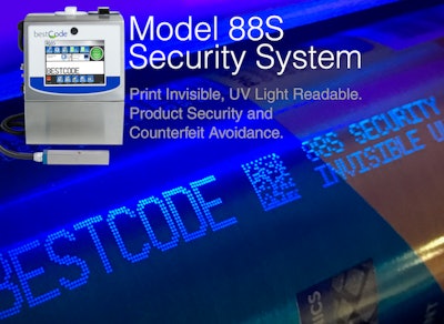 Model 88S for product security and counterfeit avoidance is print-invisible, UV light-readable.