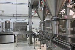The auger filler dispenses powders at speeds to 50 cans/min/head, allowing SternMaid to fill 6,000 cans/hr.