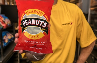 Arrowhead Stadium has become the first-ever professional sports venue to sell a prepacked compostable peanut bag.
