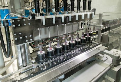 Tubes are filled eight at a time with a mass flow-metered dosing system that handles a range of products.