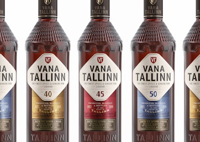 The bottom of the label highlights the heritage, quality, and craftsmanship of the product, showcasing the city of Tallinn.
