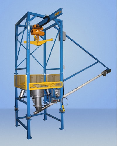 Bulk bag discharger with scale system and flexible screw conveyor