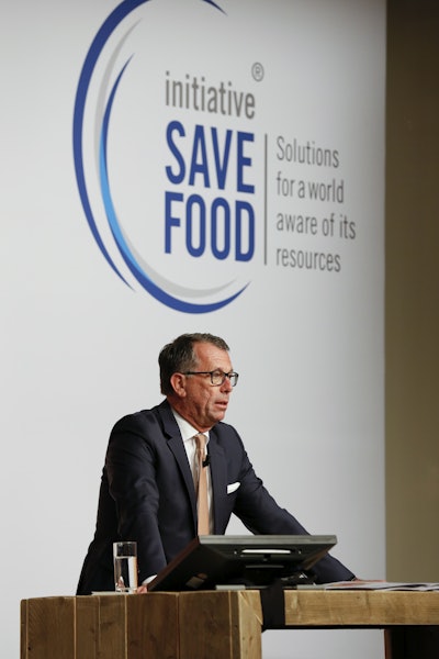 Christian Truman, CFO at Multivac, addresses SAVE FOOD issues at interpack 2017.