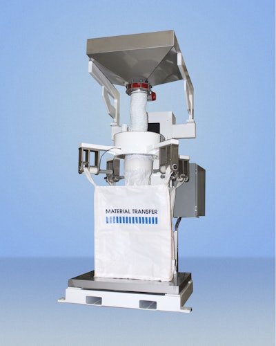 Bulk bag filler with scale system, integral surge hopper