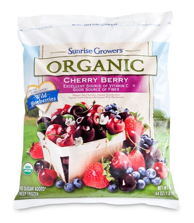 Sunrise Growers Organic Cherry Berry Fruit Blend package