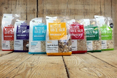 Dutch organic cereal producer De Halm has introduced its product in a compostable pack using NatureFlex and Tipa films.
