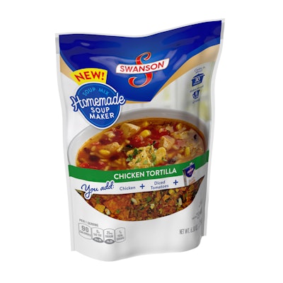 Chicken Tortilla is one of four varieties of Swanson-brand Homemade Soup Maker.