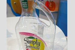 This handled container was blow molded in PET.