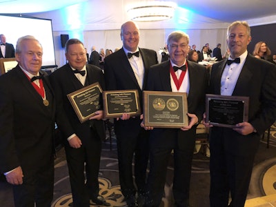 Celebrating at the NAPIM Awards Banquet, from left to right; Rick Clendenning; Mark Hill; Jonathan Graunke; Joe Cichon and Michael Brice.