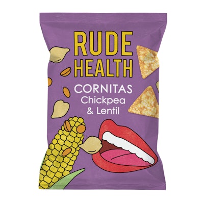 Bags feature Dutch illustrator’s ’60s-era California styling to promote consumption of healthy snack chips ‘in rude health.’