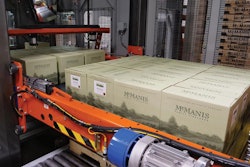 Corrugated cases filled with wine bottles at McManis Family Winery.