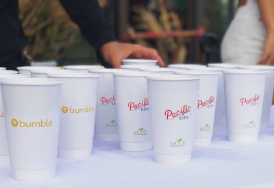 Pacific City retail development debuted a new recyclable paper cup that is part of a closed-loop recycling initiative.