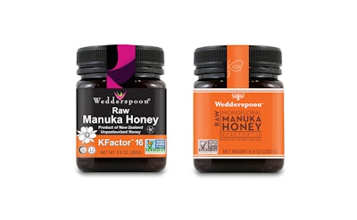 Wedderspoon Manuka honey BEFORE the redesign (l.) and AFTER