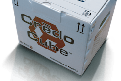 The growth of rented and reusable shipper systems for the global transportation of pharmaceutical payloads was the focus of a Sept. 24 Cool Chain Assn. presentation in Brussels. Shown here is Peli BioThermal's Crēdo Cube package.
