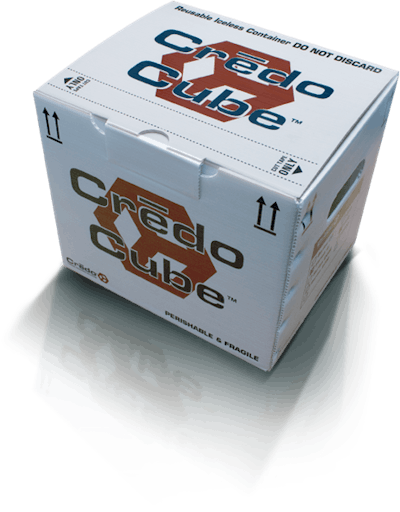 The growth of rented and reusable shipper systems for the global transportation of pharmaceutical payloads was the focus of a Sept. 24 Cool Chain Assn. presentation in Brussels. Shown here is Peli BioThermal's Crēdo Cube package.
