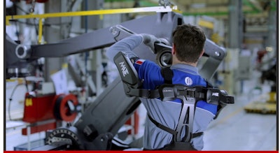 The Comau Mate exoskeleton is designed to assist shoulder 'flexo-extension' movement.