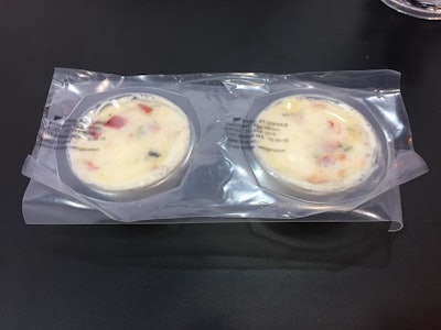 Sideview of sous vide egg bites sold at Starbucks.