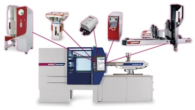 With Wittmann 4.0, each piece of equipment in the injection molding system can be connected with both software and hardware integrated to allow a user to control all the ingredients of the molding cell directly at the machine controller.